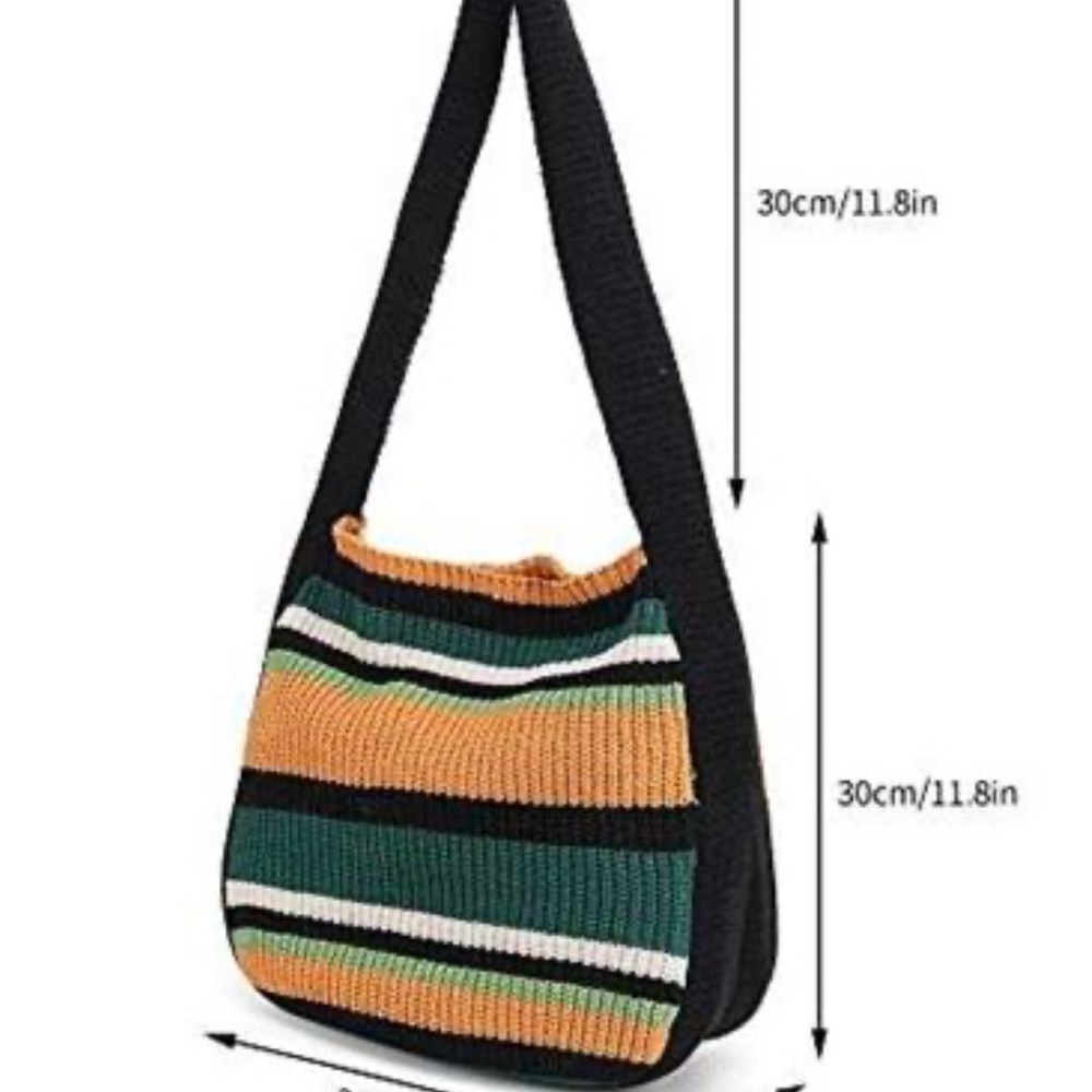 Striped Black and Orange Women's Bag